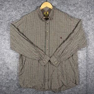Duck Head Button-Down Shirt Mens XL Long Sleeve Red Tan Green Gingham Red Logo‎